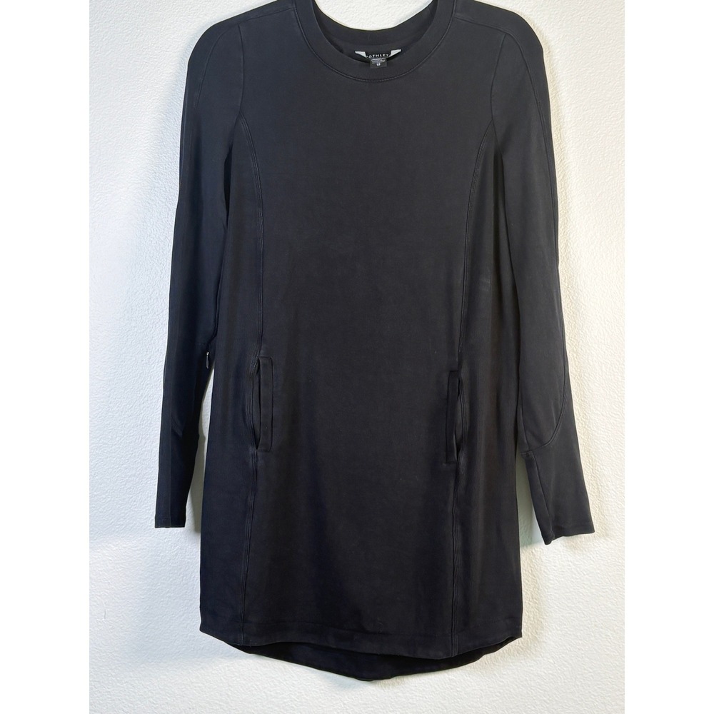 Athleta Balance Dress Black Long Sleeve Tencel Mini Sweatshirt Dress Womens XS